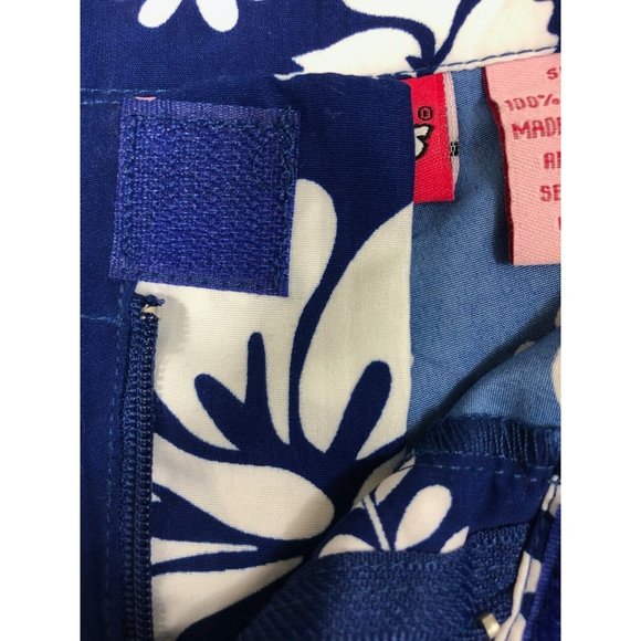 Outlook Womens Pants 1 Blue Floral Hawaiian Crop Capri Cargo Pockets Tie Hem - Picture 5 of 12